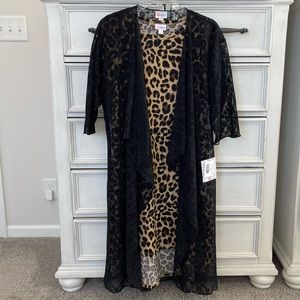 LuLaRoe Cheetah print XXS Carly with Small Black Lace Shirley